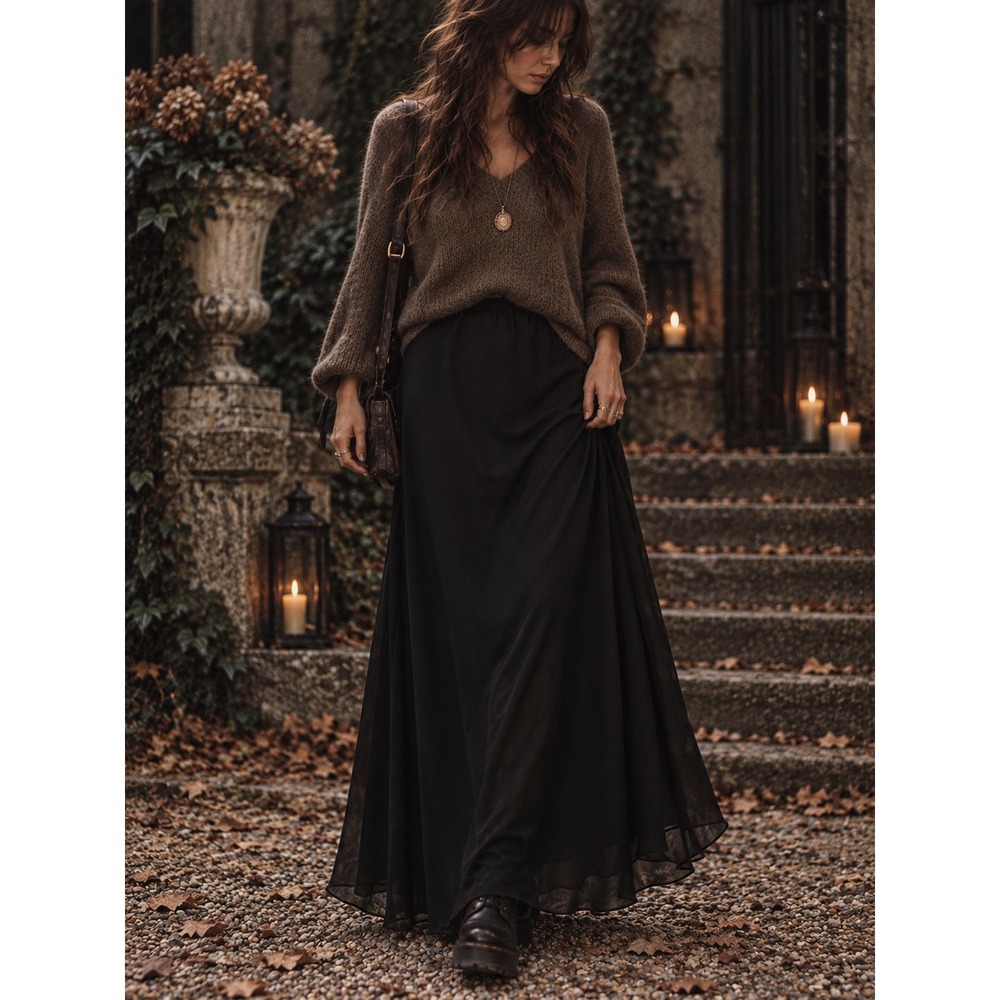 Vtg Y2K 90s Dressbarn Woman Maxi Skirt Women 16W Whimsigoth Witchy Goth